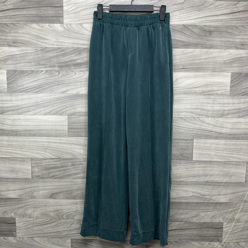 A New Day Pants Women XS Green Wide Leg Casual Fit Elastic Waist Stretch Pull On